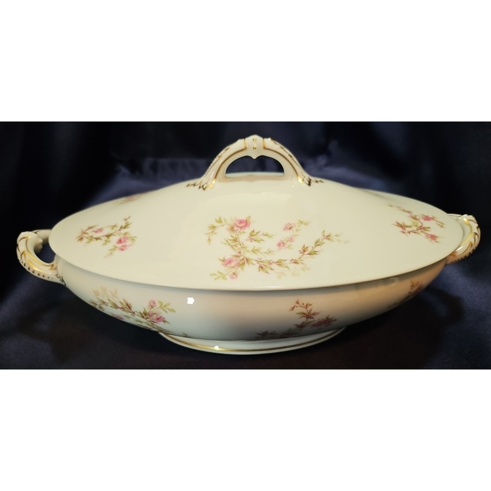 Haviland France Vintage‎ Limoges Serving Dish Gold Accents With Pink Roses